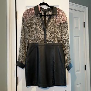Bcbg sheer / leather skirt combo dress M